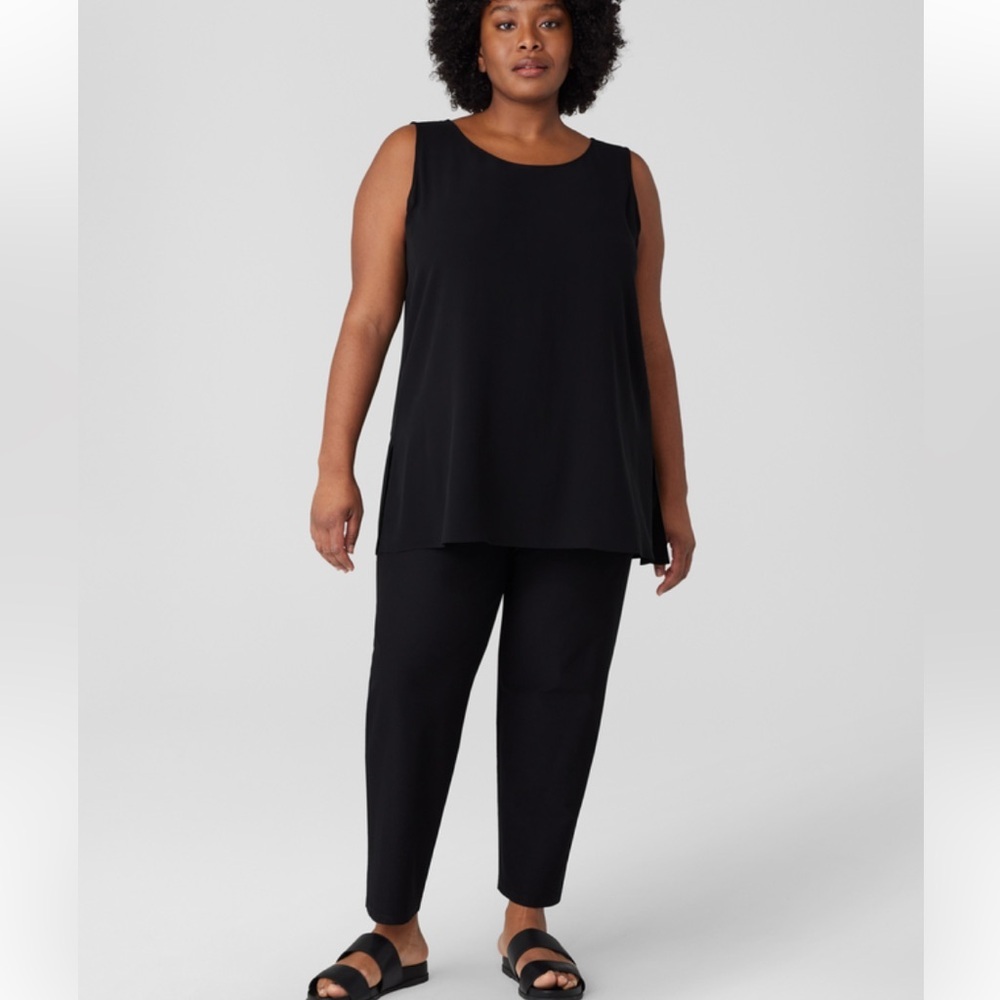 Eileen Fisher organic cotton side zip crop pants slit leg XL